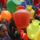 Indian women with empty plastic pots protest as they demand drinking water in Chennai on June 22, 2019.